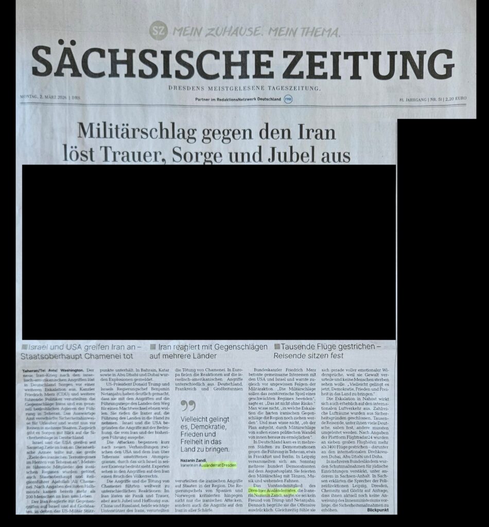 Ausschnitt Sächsische Zeitung vom 2.3.2026