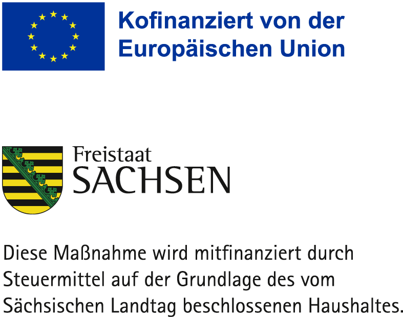 EU-Emblem + Freistaat Sachsen Wappen